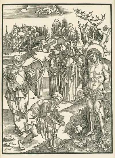 Męczeństwo świętego Sebastiana, ok. 1500 r. (drzeworyt) autorstwa Albrecht Dürer or Duerer