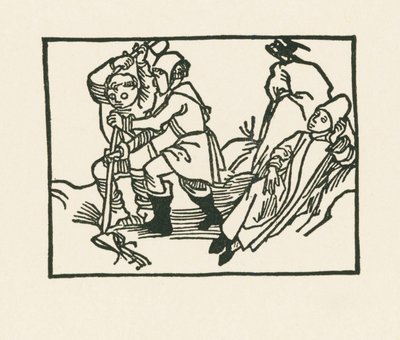 Kapłan leży na łące, kruk kracze na wydrążonym kamieniu, ok. 1489-90 (drzeworyt) autorstwa Albrecht Dürer or Duerer