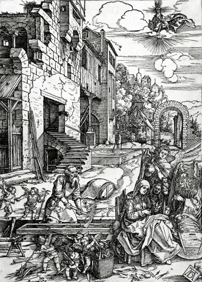 Odpoczynek podczas ucieczki do Egiptu, z serii „Życie dziewicy” autorstwa Albrecht Dürer