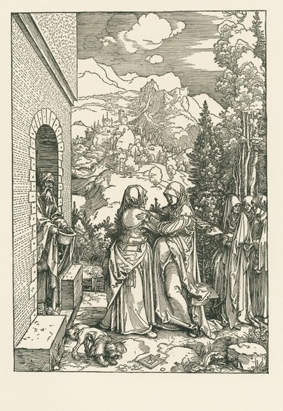 Nawiedzenie - Święta Maria odwiedza Świętą Elżbietę, ok. 1503-04 (drzeworyt) autorstwa Albrecht Dürer or Duerer