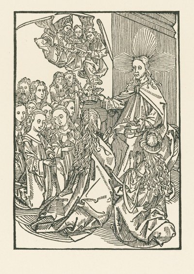 Nagroda dla wybranych, reprezentowana przez ukoronowanie Maryi w otoczeniu świętych autorstwa Albrecht Dürer or Duerer