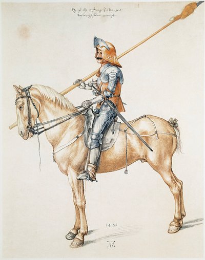 Rycerz z bronią Akwarela rysunek z oryginału Albrechta Durera autorstwa Albrecht Dürer
