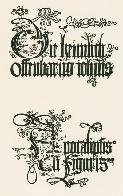 Tytuł niemieckiego wydania z 1498 roku: The Secret Revelation of John ... autorstwa Albrecht Dürer or Duerer