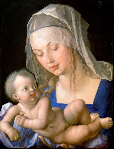 Dziewica i dziecko trzymające na wpół zjedzoną gruszkę autorstwa Albrecht Dürer