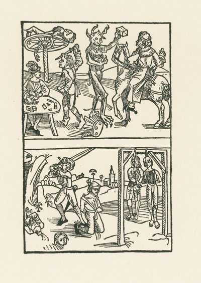 Drzeworyt do " Wie der Würffel auff ist Kumen " autorstwa Albrecht Dürer or Duerer