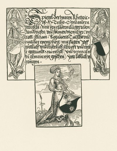 Młoda kobieta trzymająca herb autorstwa Albrecht Dürer or Duerer
