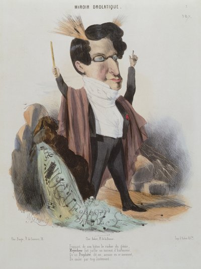Karykatura Jakoba Meyerbeera (1791-1864) Niemiecki kompozytor autorstwa Alcide Joseph Lorentz