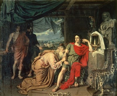 Król Priam błaga Achillesa o zwrot ciała Hectora, 1824 autorstwa Aleksander Ivanov
