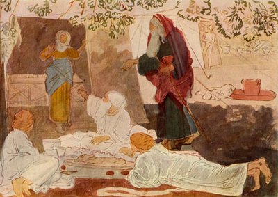 Trzej pielgrzymi odwiedzający Abrahama, połowa XIX wieku, 1965. autorstwa Aleksandr Ivanov