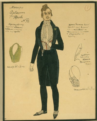 Arbenina. Projekt kostiumu do spektaklu Maskarada M. Lermontowa, 1917 autorstwa Aleksandr Jakovlevic Golovin