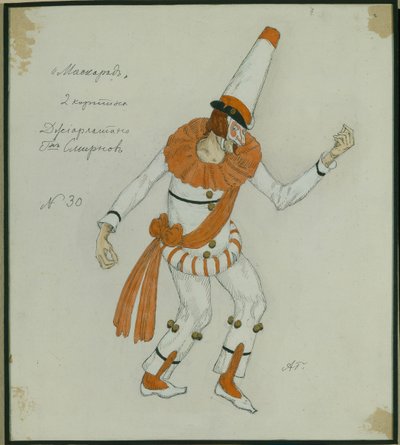 Projekt kostiumu do spektaklu Maskarada M. Lermontowa, 1917 autorstwa Aleksandr Jakovlevic Golovin