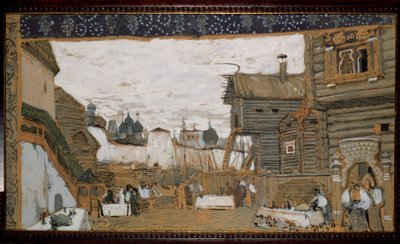 Scenografia do opery Pskov Maiden N. Rimskiego Korsakowa (Rimsky-Korsakov) (1844-1908) Widok miejsca anime dziecka autorstwa Aleksandr Jakovlevic Golovin