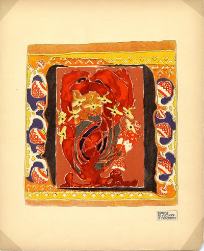 Projekt dla wydawnictwa dywanów M. K. Tenisheva i S. I. Mamontov, lata 1900 autorstwa Aleksandr Jakovlevic Golovin