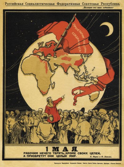 1 maja. Robotnicy nie mają nic do stracenia, ale mają do wygrania cały świat - Apsit, Aleksander Pietrowicz (1880-1944) - 1919 - Kolorowa litografia - 95x71 - Rosyjska Biblioteka Państwowa, Moskwa autorstwa Aleksandrs Apsit