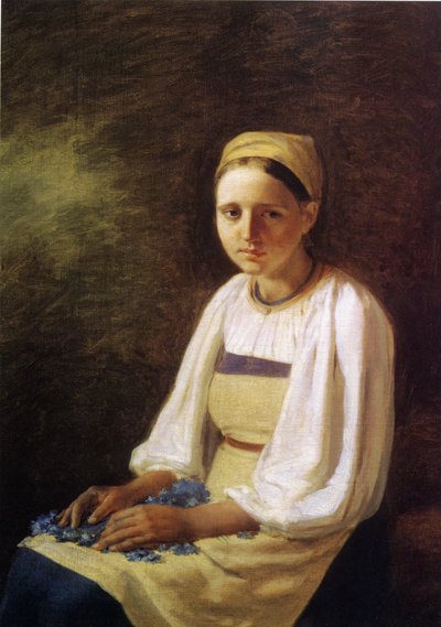Chłopka z chabrami, lata 20. XIX w. autorstwa Aleksei Gavrilovich Venetsianov