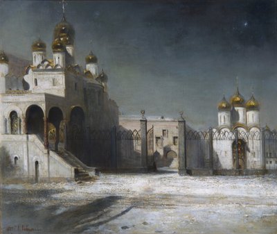 Plac Katedralny na Kremlu moskiewskim nocą, 1878 r. autorstwa Alexei Kondratjewitsch Sawrassow