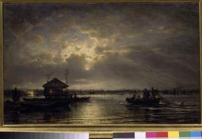 "Letnia noc nad Newą" (Letnia noc nad Newą) Obraz Aleksieja Bogolioubowa (Bogolyubov) (1824-1896) Olej na płótnie 1875 Ciemny 48x73,5 cm Państwowa Galeria Tretiakowska, Moskwa autorstwa Aleksei Petrovich Bogolyubov