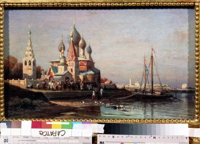 Procesja Wielkanocna w Jarosławiu (Rosja). Obraz Aleksieja Pietrowicza Bogolyubowa (Bogoliubov lub Bogolioubov) (1824-1896). Olej na płótnie, 34,5 x 25,6 cm autorstwa Aleksei Petrovich Bogolyubov