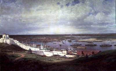 Widok na Niżny Nowogród (olej na płótnie) autorstwa Aleksei Petrovich Bogolyubov