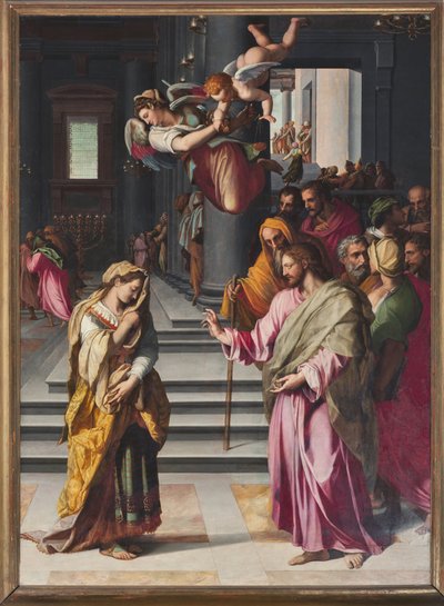 Jezus i niewiasta przyłapana na cudzołóstwie (obraz autorstwa Alessandro Allori