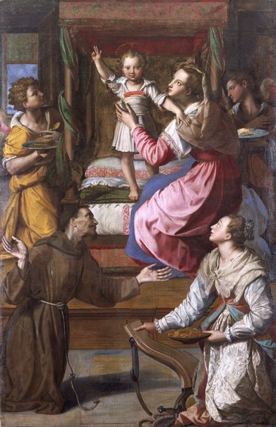 Dziewica z Dzieciątkiem i święci Franciszek i Łucja autorstwa Alessandro Allori