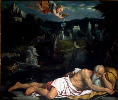 Elie śpi Obraz Alessandro Bonvicino dit il Moretto (1498-1554) Stara Katedra, Brescia autorstwa Alessandro Bonvicino Moretto