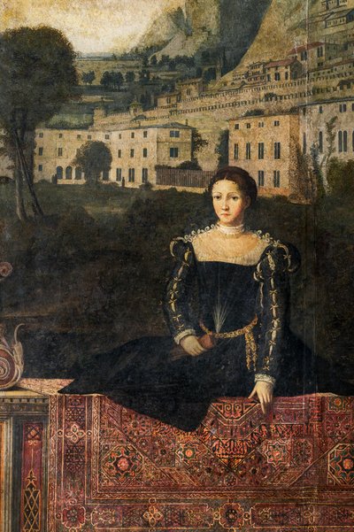 Portret szlachcianki, detal Małej Sali Szlachetnych Dam (olej na płótnie przyklejony do ścian) autorstwa Alessandro Bonvicino Moretto