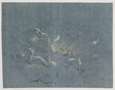Selene i Endymion, projekt do malowania sufitu autorstwa Alessandro Gherardini