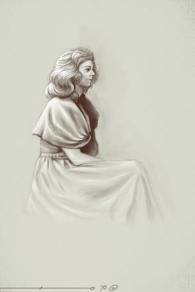 Młoda kobieta żyjąca pod rządami pierwszego Cesarstwa, początek XIX wieku. Ilustracja autorstwa Alessandro Lonatiego. 2010 autorstwa Alessandro Lonati