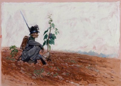 Austriacki Jager (myśliwy), siedzący w pobliżu winnicy autorstwa Alessandro Lonati