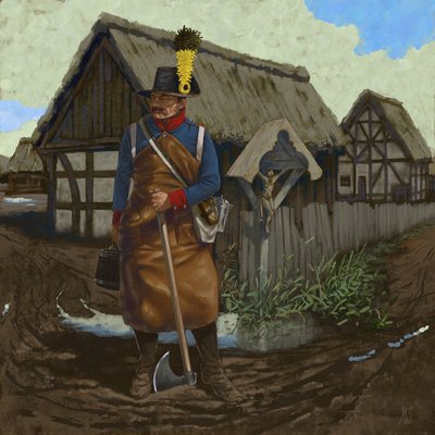 Austriacki pionier saperski, około 1809 r., 2018 r. autorstwa Alessandro Lonati