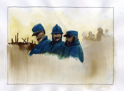Primeira Guerra Mundial: soldados franceses durante a Primeira Guerra Mundial Desenho colorido de Alessandro Lonatipolish autorstwa Alessandro Lonati