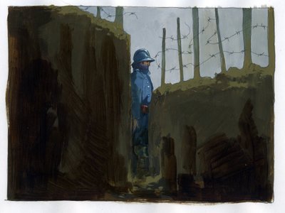 Pierwsza wojna światowa: włochaty francuski strażnik w okopach autorstwa Alessandro Lonati