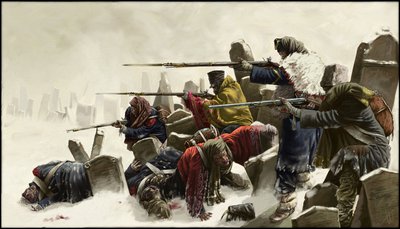 Francuski odwrót w Rosji, na cmentarzu, zima 1812, 2024 r. autorstwa Alessandro Lonati