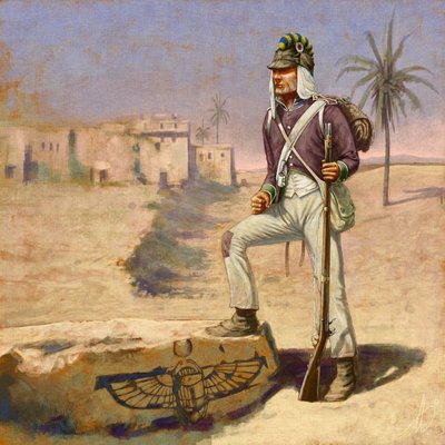 Fizylier z 88. francuskiej brygady podczas kampanii egipskiej autorstwa Alessandro Lonati