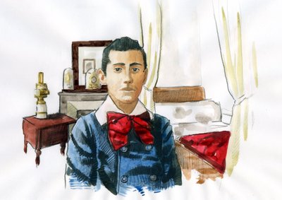 Młody Marcel Proust w pokoju ciotki Elżbiety (tusz na papierze) autorstwa Alessandro Lonati