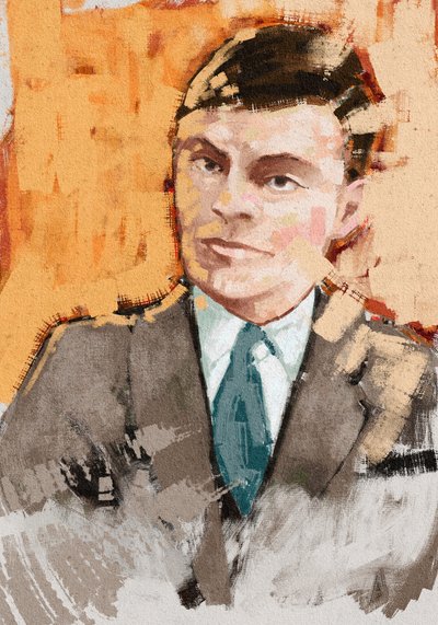 Portret matematyka Alana Turinga, 2023 (ilustracja) autorstwa Alessandro Lonati