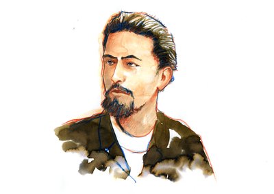 Portret Antona Czechowa (Czechow lub Czechow autorstwa Alessandro Lonati