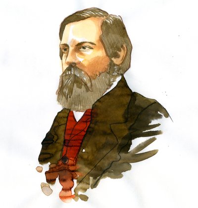 Portret Fryderyka Engelsa (1820-1895), niemieckiego teoretyka socjalizmu i polityka autorstwa Alessandro Lonati