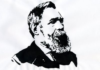 Portret Fryderyka Engelsa (1820-1895), niemieckiego teoretyka i polityka socjalistycznego (niemiecki filozof, socjolog i dziennikarz Friedrich Engels) autorstwa Alessandro Lonati