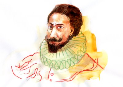 Portret Miguela de Cervantesa Saavedry (1547-1616) (Portret hiszpańskiego pisarza Miguela de Cervantesa Saavedry) autorstwa Alessandro Lonati