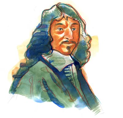 Portret René Descartesa (1596-1650), angielskiego filozofa i pisarza autorstwa Alessandro Lonati