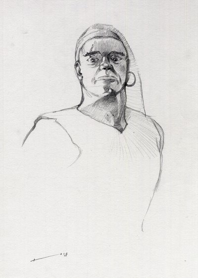 Portret pirata (kasarza) lub popiersie marynarza. Rysunek autorstwa Alessandro Lonatiego autorstwa Alessandro Lonati