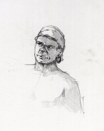 Portret pirata (kasarza) lub popiersie marynarza. Rysunek autorstwa Alessandro Lonatiego. autorstwa Alessandro Lonati
