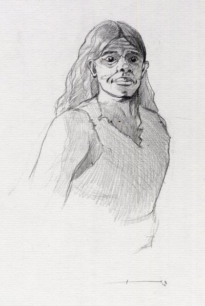 Portret pirata (kasarza) lub popiersie marynarza. Rysunek autorstwa Alessandro Lonatiego. autorstwa Alessandro Lonati