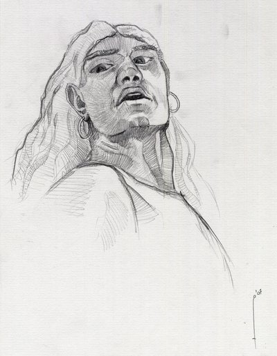 Portret pirata (kasarza) lub popiersie marynarza. Rysunek autorstwa Alessandro Lonatiego. autorstwa Alessandro Lonati