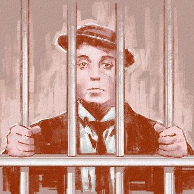 Portret reżysera i aktora Bustera Keatona (ilustracja) autorstwa Alessandro Lonati