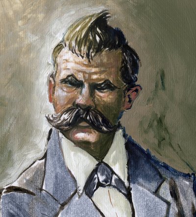 Portret niemieckiego filozofa Friedricha Nietzschego (1844-1900). autorstwa Alessandro Lonati