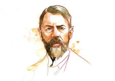 Portret niemieckiego socjologa Maxa Webera (1864 - 1920) (Max Weber niemiecki socjolog, filozof, prawnik i ekonomista polityczny) autorstwa Alessandro Lonati