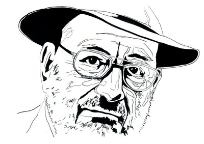 Portret włoskiego intelektualisty Umberto Eco (1932-2016) autorstwa Alessandro Lonati